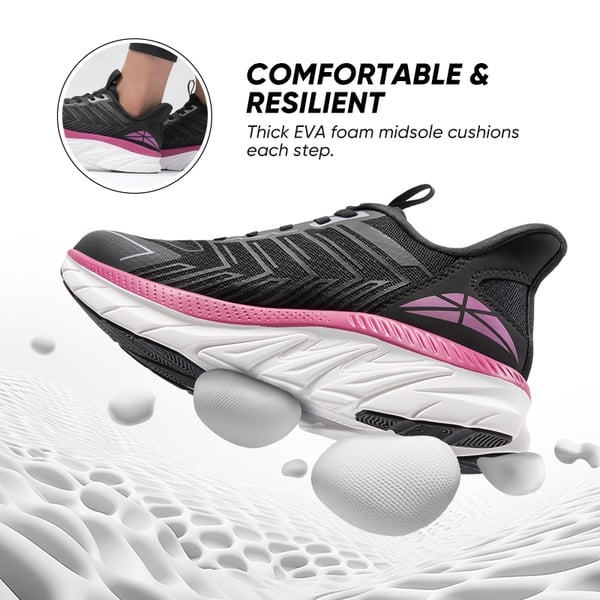 [ALLSWIFIT 2.0] Women's Comfortable Walking Sneakers - BLACK/FUCHSIA - 7
